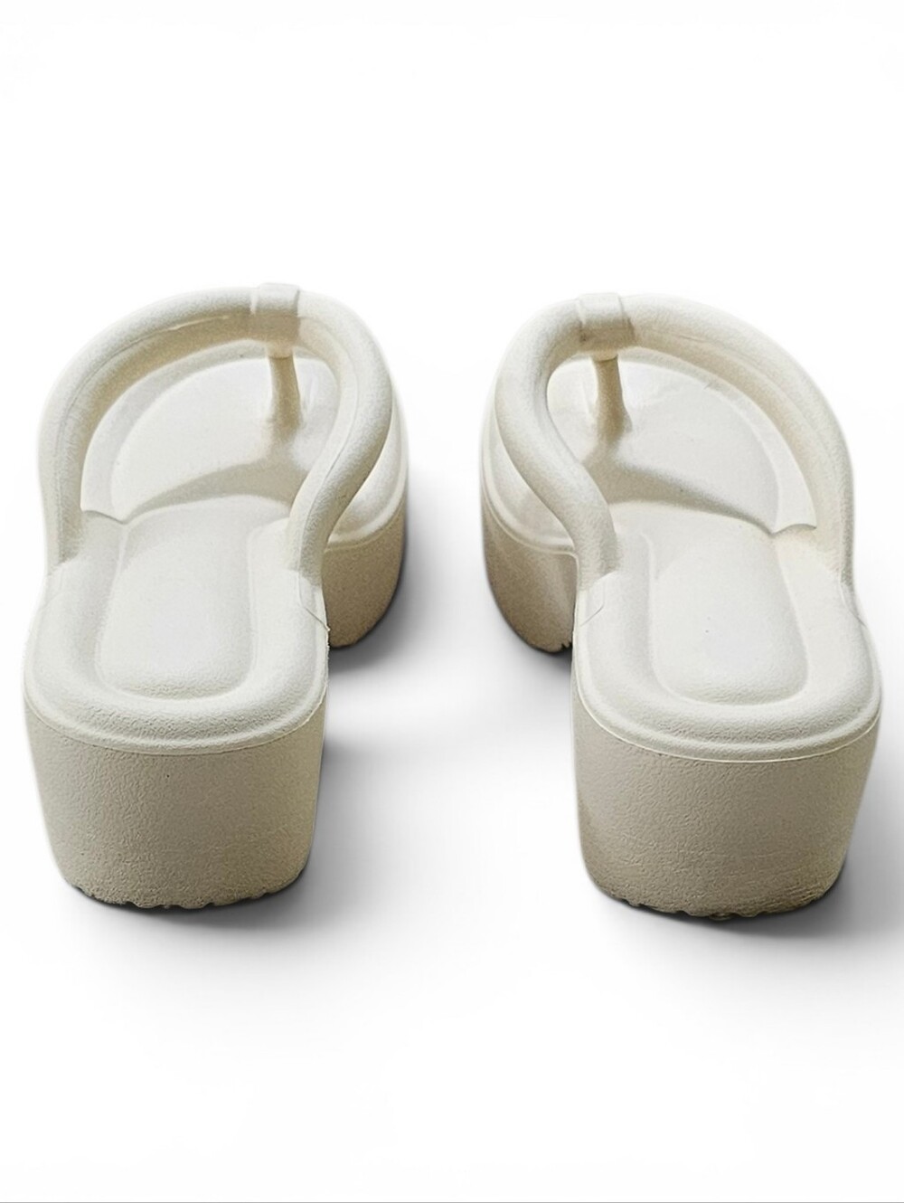 Cream Platform Flip Flop Sandals Size 8 - Picture 7 of 10